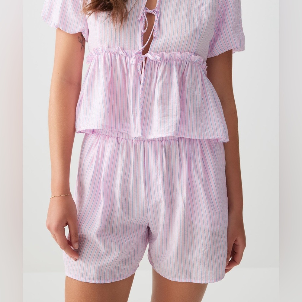 Ardene Light Pink Striped High Waist Shorts
